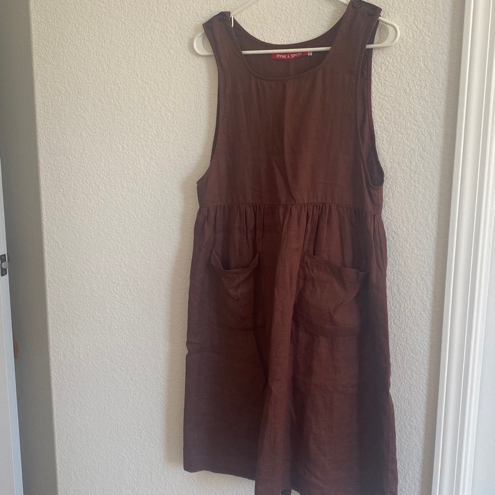 Marron linen jumper dress